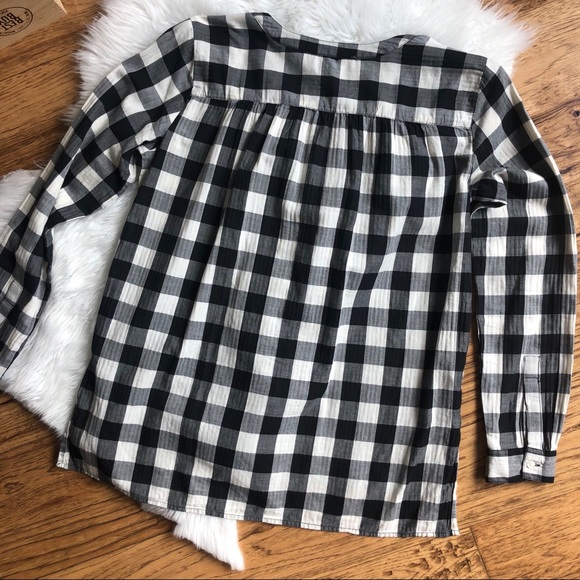 Black and White Buffalo Plaid Shirt Blouse - Picture 3 of 5